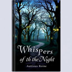 A captivating book cover design featuring a mystical forest at twilight