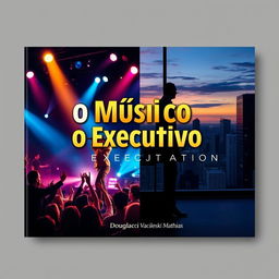 A striking book cover design for 'O Músico e o Executivo' by Douglaci Vacileski Mathias