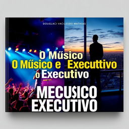 A striking book cover design for 'O Músico e o Executivo' by Douglaci Vacileski Mathias