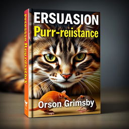 A visually striking book cover design titled "Persuasion Purr-sistence" in large, bold typography
