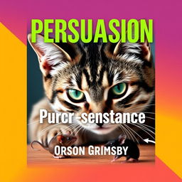 A visually striking book cover design titled "Persuasion Purr-sistence" in large, bold typography