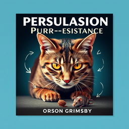 A flat book cover design titled 'Persuasion Purr-sistence' in large, bold lettering at the top, with the author's name 'Orson Grimsby' in a smaller font positioned elegantly beneath the title