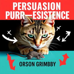 A flat book cover design titled 'Persuasion Purr-sistence' in large, bold lettering at the top, with the author's name 'Orson Grimsby' in a smaller font positioned elegantly beneath the title