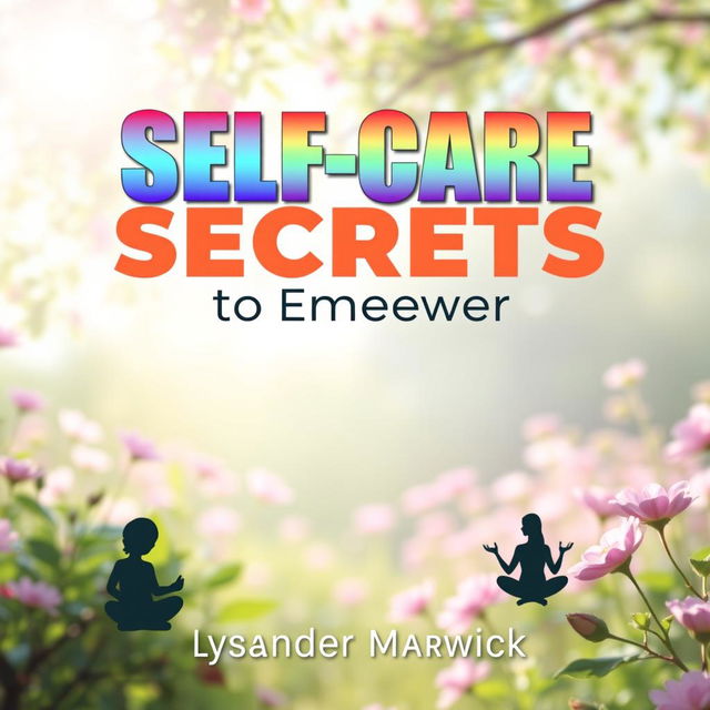 A serene book cover design titled 'SELF-CARE Secrets to Empower Autistic Lives' by Lysander Marwick