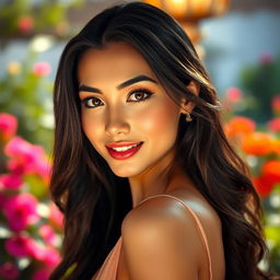A stunning portrait of a beautiful woman, exuding confidence and charm