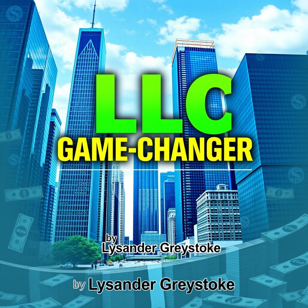 A visually striking book cover design featuring a realistic cityscape with towering skyscrapers representing business success and growth