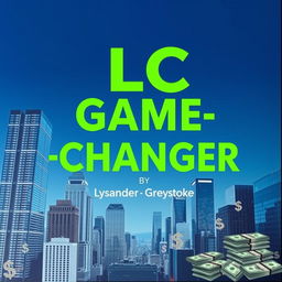 A flat cover design that completely fills the entire square, featuring a realistic cityscape with towering skyscrapers symbolizing business success and growth as the background