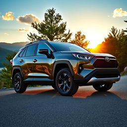 A Toyota RAV4 in a stunning outdoor setting, showcasing its sleek design and modern features