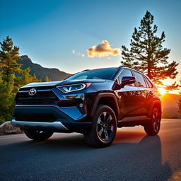 A Toyota RAV4 in a stunning outdoor setting, showcasing its sleek design and modern features