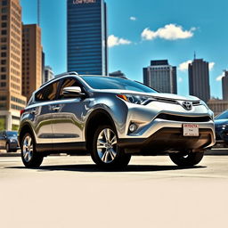 A 2012 Toyota RAV4 parked in an urban setting, showcasing its sleek design and modern features