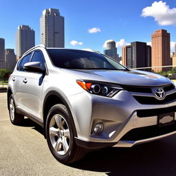 A 2012 Toyota RAV4 parked in an urban setting, showcasing its sleek design and modern features