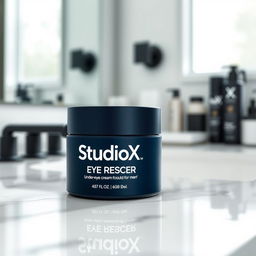 A stylish and modern product design for StudioX Eye Rescuer, an under-eye cream specifically formulated for men