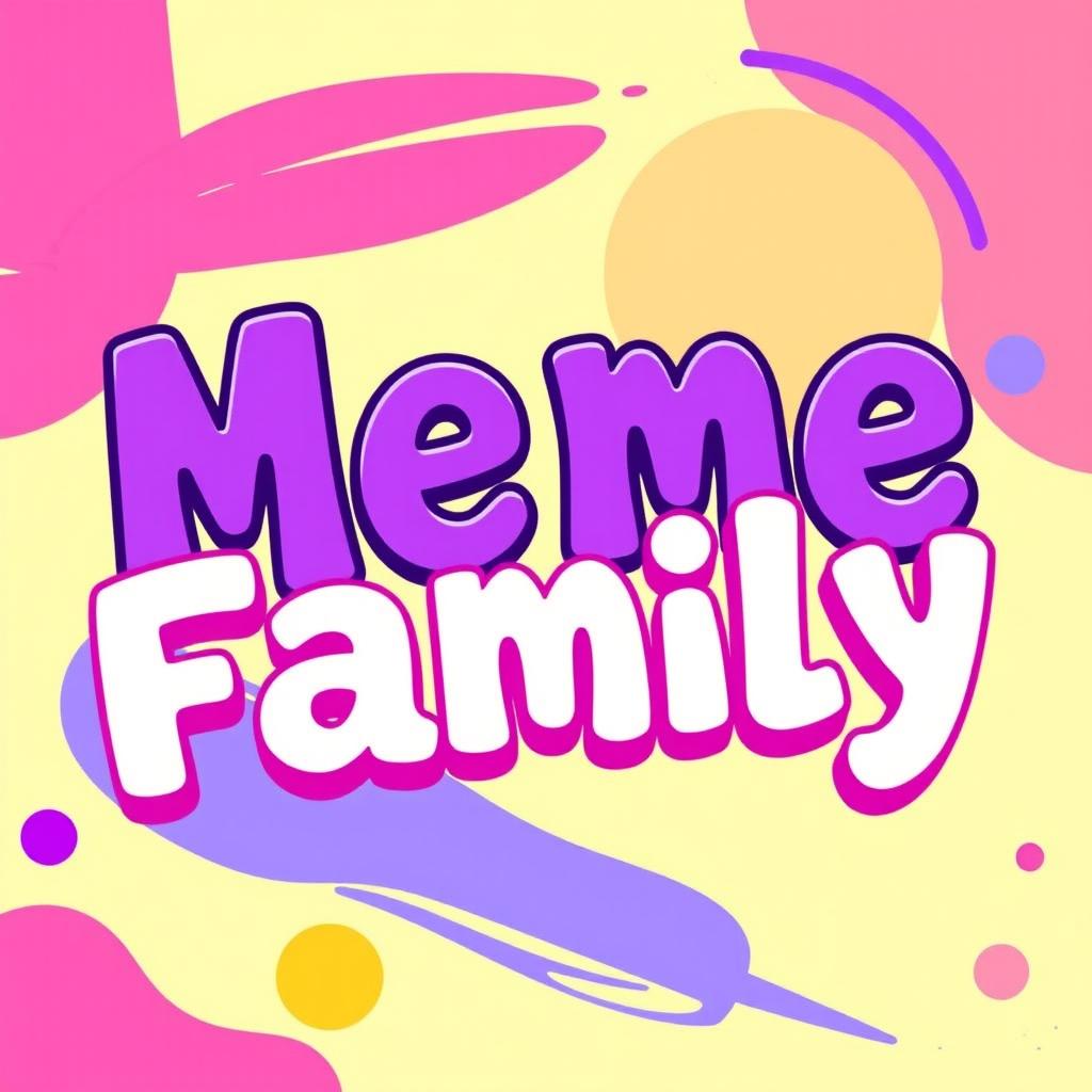 A vibrant YouTube background featuring the phrase 'Meme Family' stylized in bold, playful letters