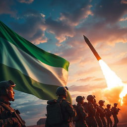 A high-stakes scene depicting the flag of Yemen prominently displayed in the background