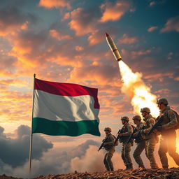 A high-stakes scene depicting the flag of Yemen prominently displayed in the background
