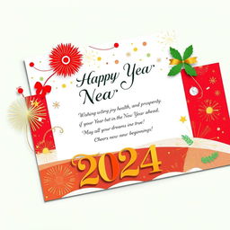 A beautifully designed New Year card featuring a festive and cheerful design
