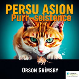A book cover design featuring a large, bold title 'Persuasion Purr-sistence' in a vivid and eye-catching font