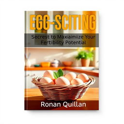 A flat book cover design featuring a realistic image of a sunny, vibrant kitchen