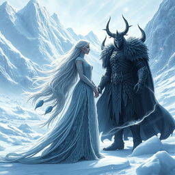 A breathtaking and complex fantasy scene set in the **Frozen Knightlands**
