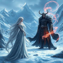 A breathtaking and complex fantasy scene set in the **Frozen Knightlands**