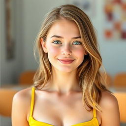 An 18-year-old slim girl with round hips and beautiful breasts