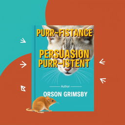 A flat book cover design titled 'Persuasion Purr-sistence' in large, bold letters at the top