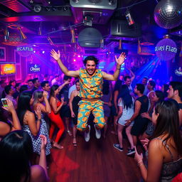 A vibrant nightclub scene brimming with life, where a diverse crowd of people are joyfully dancing and socializing, lost in the excitement of the night