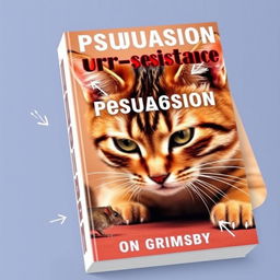 A book cover design featuring a large, bold title 'Persuasion Purr-sistence' prominently displayed at the top