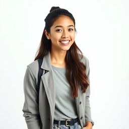 A portrait of a person standing confidently, with a soft lighting that enhances their features