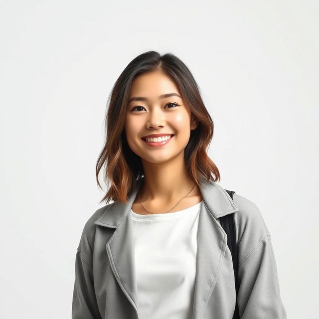 A portrait of a person standing confidently, with a soft lighting that enhances their features