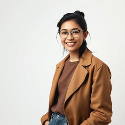 A portrait of a person standing confidently, with a soft lighting that enhances their features