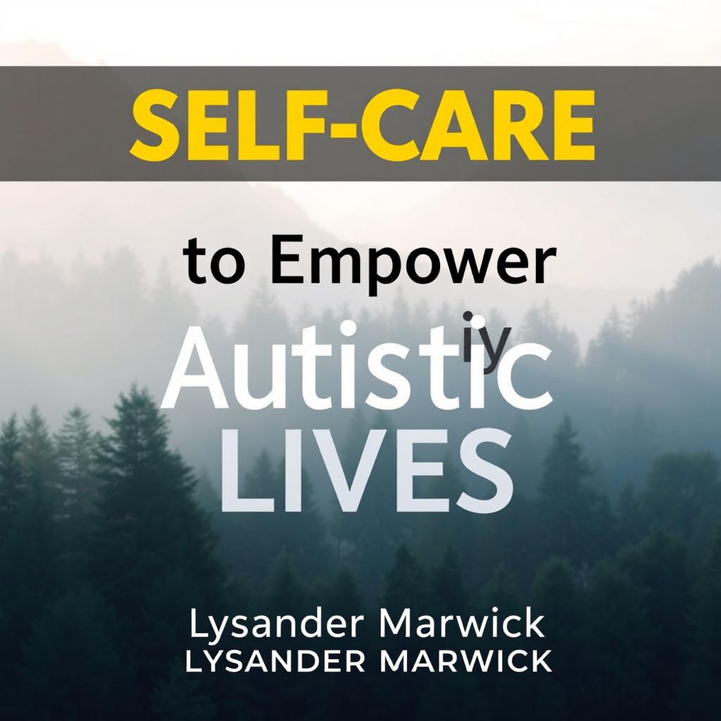 A book cover design titled 'SELF-CARE Secrets to Empower Autistic Lives' by Lysander Marwick