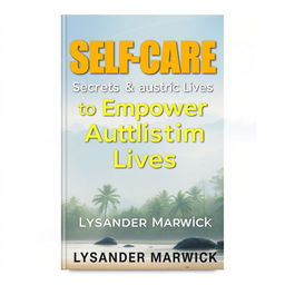 A book cover design titled 'SELF-CARE Secrets to Empower Autistic Lives' by Lysander Marwick