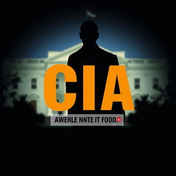 A flat cover design featuring a realistic depiction of a shadowy figure in a suit standing in front of a blurred iconic CIA building