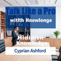 A realistic image of a modern office setting, featuring a sleek desk and a bookshelf filled with awards