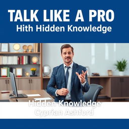 A realistic image of a modern office setting, featuring a sleek desk and a bookshelf filled with awards