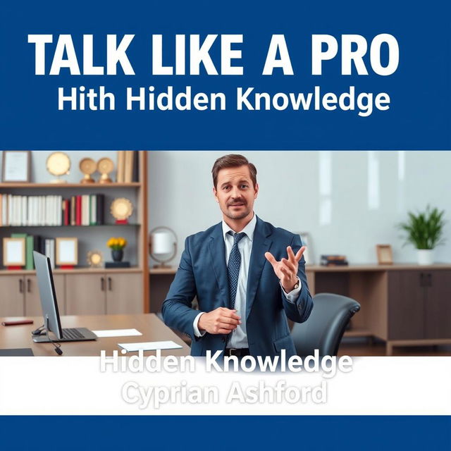 A realistic image of a modern office setting, featuring a sleek desk and a bookshelf filled with awards