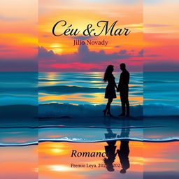 A beautiful book cover painting for the novel 'Céu & Mar' by Júlio Novady