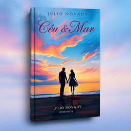 A beautiful book cover painting for the novel 'Céu & Mar' by Júlio Novady