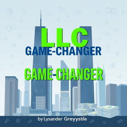 A flat cover design illustrating a realistic cityscape featuring tall skyscrapers that symbolize business success and growth