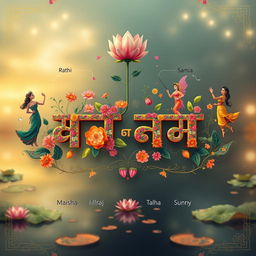 A stunning artistic composition featuring the name "প্রজ্বলিত ১৮" styled with a blend of modern and traditional Bengali aesthetics