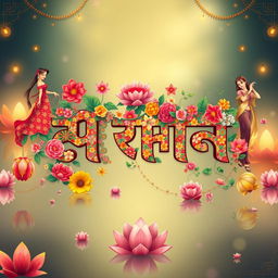 A stunning artistic composition featuring the name "প্রজ্বলিত ১৮" styled with a blend of modern and traditional Bengali aesthetics