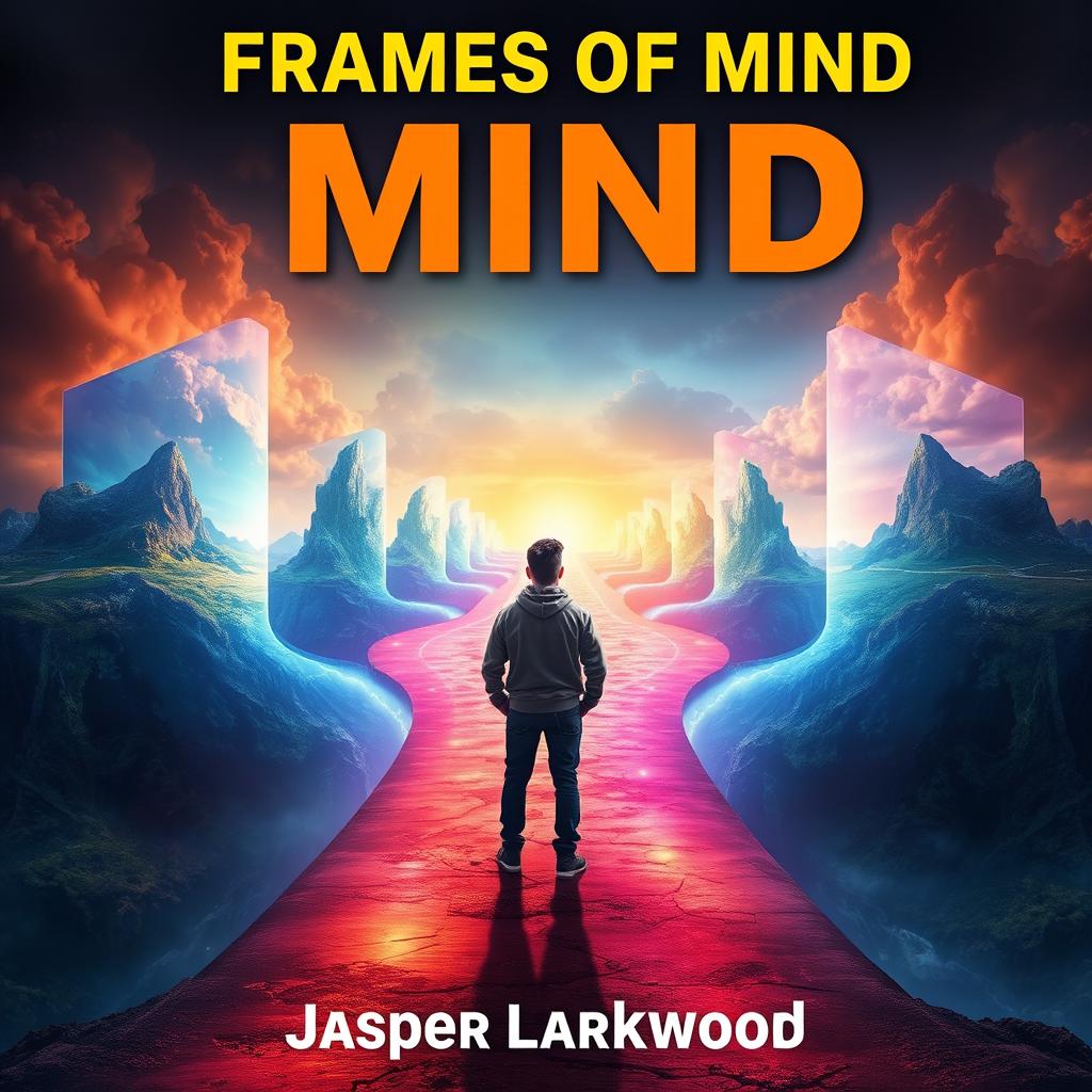 A realistic and captivating image of a person standing at a crossroads, with vibrant pathways radiating outwards, each leading to different surreal landscapes that symbolize choices and perspectives