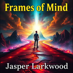 A realistic and captivating image of a person standing at a crossroads, with vibrant pathways radiating outwards, each leading to different surreal landscapes that symbolize choices and perspectives