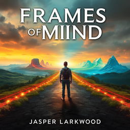 A realistic and captivating image of a person standing at a crossroads, with vibrant pathways radiating outwards, each leading to different surreal landscapes that symbolize choices and perspectives
