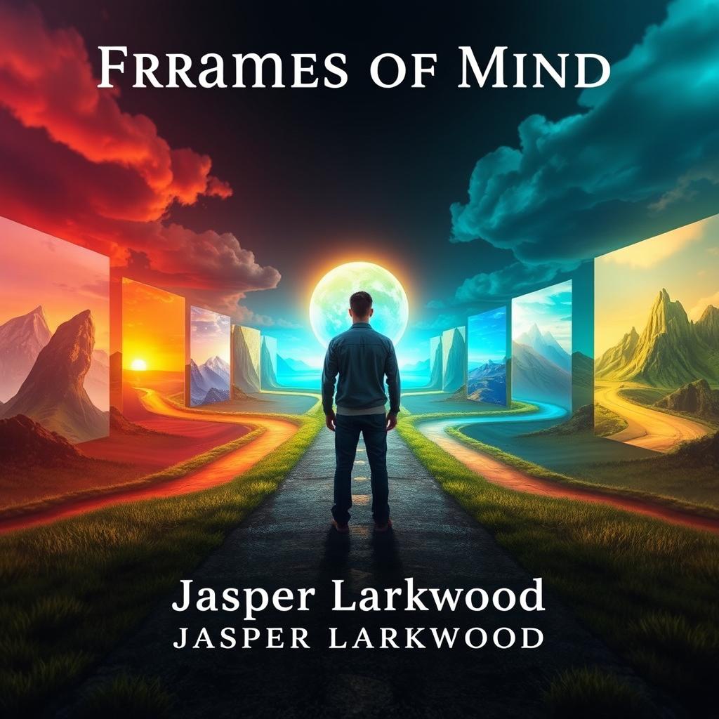A captivating and realistic visual of a person standing at a crossroads, surrounded by vibrant pathways leading to different surreal landscapes, symbolizing choices and perspectives