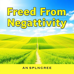 A vibrant, realistic landscape featuring bright blue skies and lush green fields, symbolizing freedom and positivity