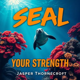 A captivating flat book cover design featuring the title 'SEAL-Your-Strength' in large, dynamic font at the center, with the author name 'Jasper Thornecroft' positioned below in a smaller, modern font