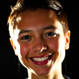 A portrait of a person with a clear, illuminated face, bright and expressive, radiating positivity