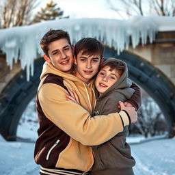 A heartfelt scene featuring two high school boys in an embrace, showcasing their contrasting personalities